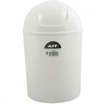 Poubelle Pour Sanitaire Plastique Ronde 7l Sdb Blanc À Bascule