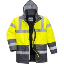 Portwest - Parka Haute-Visibilité Imperméable Traffic S466 - Gris/Jaune Taille S - Doublure Amovible Oeko-Tex
