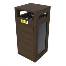Poubelle Canopée Vigip Tri 2x60l Plexi Protège Pluie Portes Sac Marron