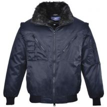 Portwest - Blouson Pilote Manches Amovibles PJ10 Bleu Foncé M - Coton Polyester Oeko-Tex