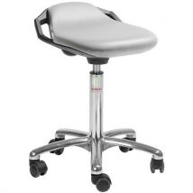 Tabouret Alu50 Assise Space Imitation Cuir Gris