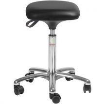 Tabouret Alu50 Assise Tetra Imitation Cuir Noir