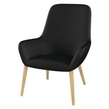 Fauteuil City Dossier Moyen Pied Bois Tissu Noir