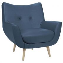 Fauteuil Luzy Pieds Bois Tissu Enduit Pvc M1 Pétrole