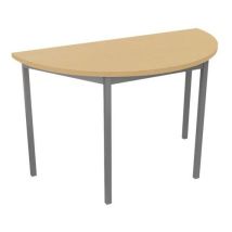Table de réunion demi-lune Treff 120x60 Hêtre Alu - Éco-responsable PEFC NF Environnement - 74cm Hauteur