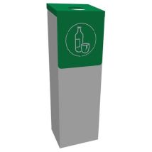 Container De Tri 55 L Gris Avec Porte Vert Foncé/verre