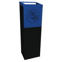 Container de tri 55 L Noir/Bleu - Métal Acier - Tri Sélectif - 5 Ans Garantie