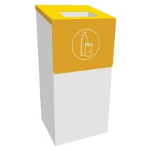 Container de tri 85 L Blanc/Jaune Métal Acier Tri Sélectif Robuste et Durable