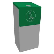 Container de tri 85 L Gris Vert Foncé - Métal Acier Époxy - Tri Sélectif Ergonomique