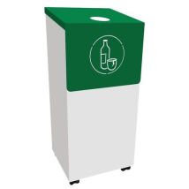 Container De Tri Mobile 85 L Blanc Vert Foncé/verre