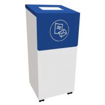 Container De Tri Mobile 85 L + Porte Blanc Bleu/papier
