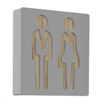 Cadre Signalétique Fond Bois Homme/femme Gris