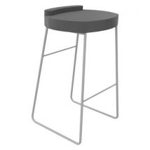 Tabouret Polo Assise Gris Souris Pied Gris