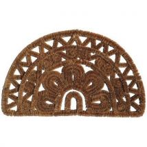 Tapis grattant demi-lune en coco - 75x45cm - Usage intensif - Marron - Fibre de coco - Bonne fonction grattante
