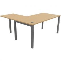 Bureau Pied Arche A1 160x80cm + Extens. 60x80cm Hêtre Et Alu