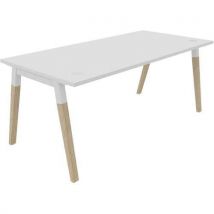 Bureau Individuel 180x80cm Blanc Blanc/bois Massif Dialogue