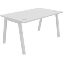 Bureau Individuel 140x80cm Blanc Blanc Partage