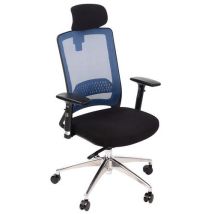 Manutan Expert - Chaise de bureau Maggi Synchrone Bleu Ergonomique - Têtière, Renfort Lombaire, 150kg, 8h/jour