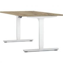 Bureau Motorisé L140xp80 Cm Ép.25 Mm Chêne Brunswick/blanc