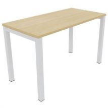 Bureau Pied Carré L120xp80 Cm Ép.25mm Chêne Clair/blanc