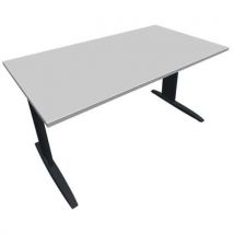 Table Pied L Avec Carter 140x80 Cm Gris Anthracite/blanc