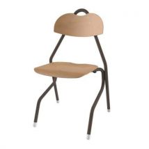 Chaise Tempo Ast - T6 Coque Bois Naturel - Alu Noisette Cuir