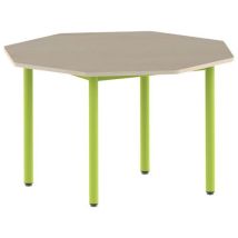 Mobidecor - Table Carélie Octogonale Ø 120 cm - Stratifié Hêtre Miel Vert - T6 - Collectivité - Éco-responsable
