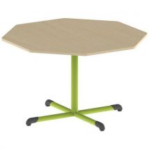 Table Bandana Octog Ø 120 Fixe T6 Strat Hêtre Miel- Vert