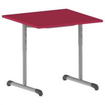 Mobidecor - Table Bandana Carrée 80x80 cm - Stratifié Cerise Gris - Réglable T3-T6 - Usage Collectivité - Éco-responsable