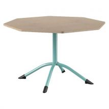 Mobidecor - Table Sara Octogonale 120 cm - Érable Lagon & Bleu - Usage Collectivité - Éco-responsable