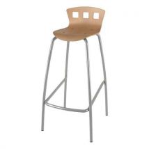 Tabouret 4 Pieds Ht 80 Cm Coque Caro Bois Naturel Gris