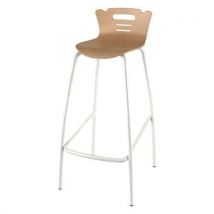 Tabouret 4 Pieds Ht 80 Coque Coraly Bois Naturel Blanc 9016