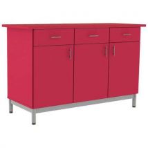 Buffet Arcus 3 Portes 3 Tiroirs Cerise - Gris 9006