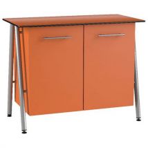 Mobidecor - Buffet Ella 2 Portes Orange Gris - 106x92x54cm - Plateau Stratifié Compact - Éco-responsable