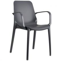 S-CAB - Lot de 4 Fauteuils Ginevra Anthracite - Polypropylène Empilable - Usage Collectivité