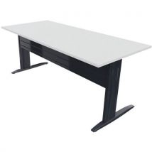 Table Pied L Avec Carter 180x80 Cm Gris Anthracite/blanc