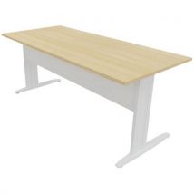 Table Pied L Avec Carter 180x80 Cm Blanc/chêne Clair