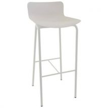 Tabouret Haut Popp Coque Blanche - Piètement Blanc