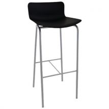 Tabouret haut Popp coque noire - Piètement gris - Assise Polycarbonate 76cm - M1 - 5 ans garantie