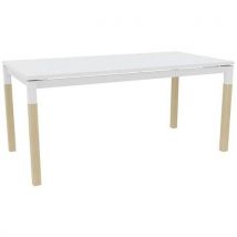 Bureau Droit X4 180cm Blanc / Pied Chêne - Blanc