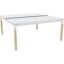 Bureau Bench Plat Couliss. X4 140cm Blanc/pied Chêne-blanc