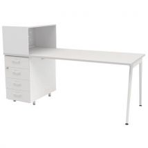 Bureau Home Office + Rgmt Gauche L.100 Cm Blanc/blanc Ara