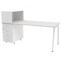 Bureau Home Office + Rgmt Gauche L.140 Cm Blanc/blanc Ara
