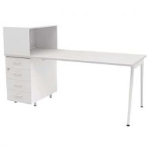 Bureau Home Office + Rgmt Gauche L.160 Cm Blanc/blanc Ara