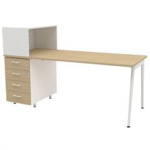 Bureau Home Office + Rgmt Gauche L.100 Cm Chêne/blanc Ara