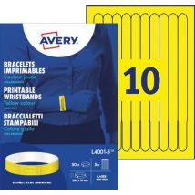 Lot de 50 - Bracelet D'identification Imprimable - 265x18 Mm - Jaune
