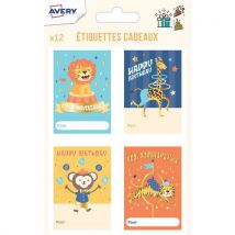 Lot de 240 - Étiquette Cadeaux Anniversaire - Thème Cirque