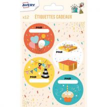 Lot de 240 - Étiquette Cadeaux Anniversaire - Thème Festif