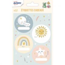 Lot de 240 - Étiquette Cadeaux Naissance - Thème Ciel
