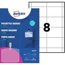 Lot de 25 - Porte-badge Avec Clip Métal - Transparent